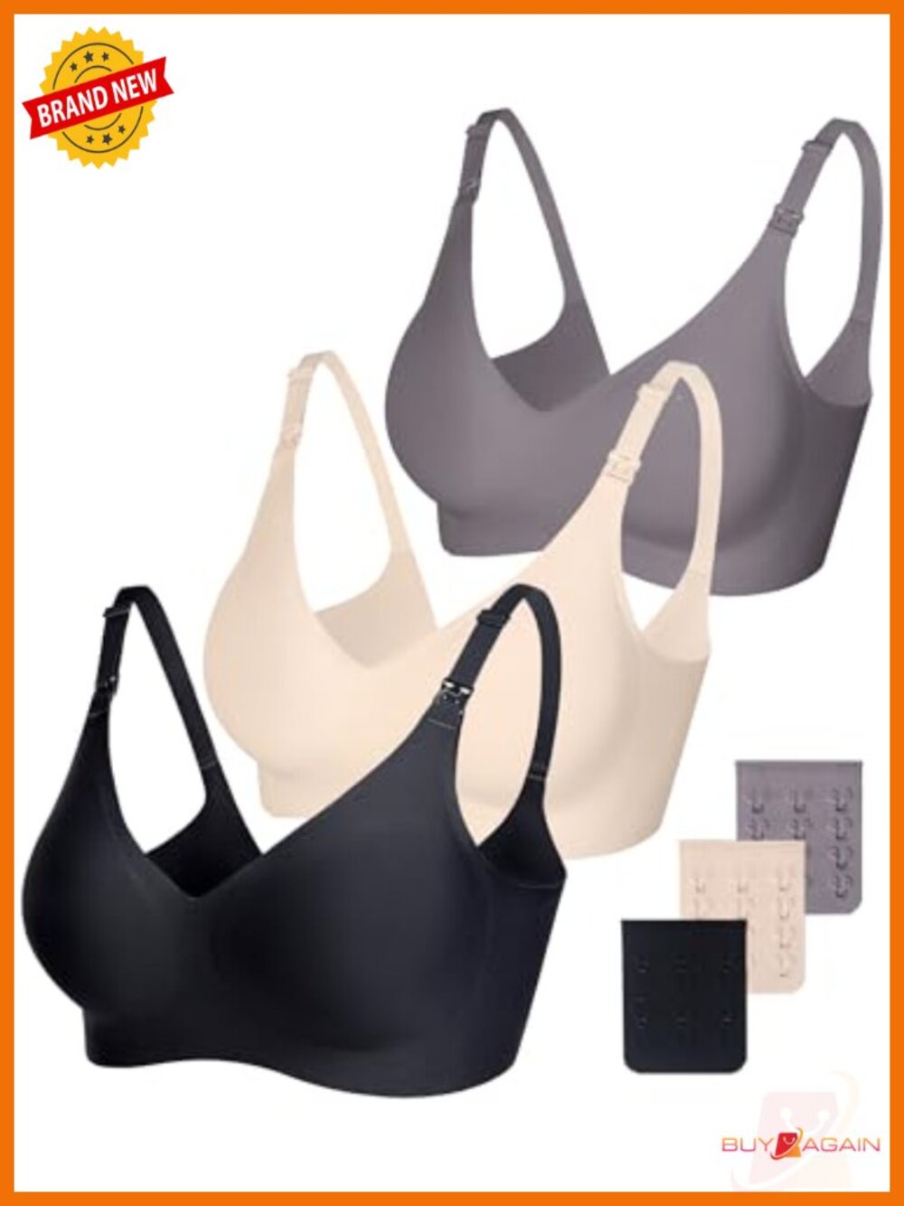 Smooth Seamless Wireless Nursing Bras with Extender 3 Pack